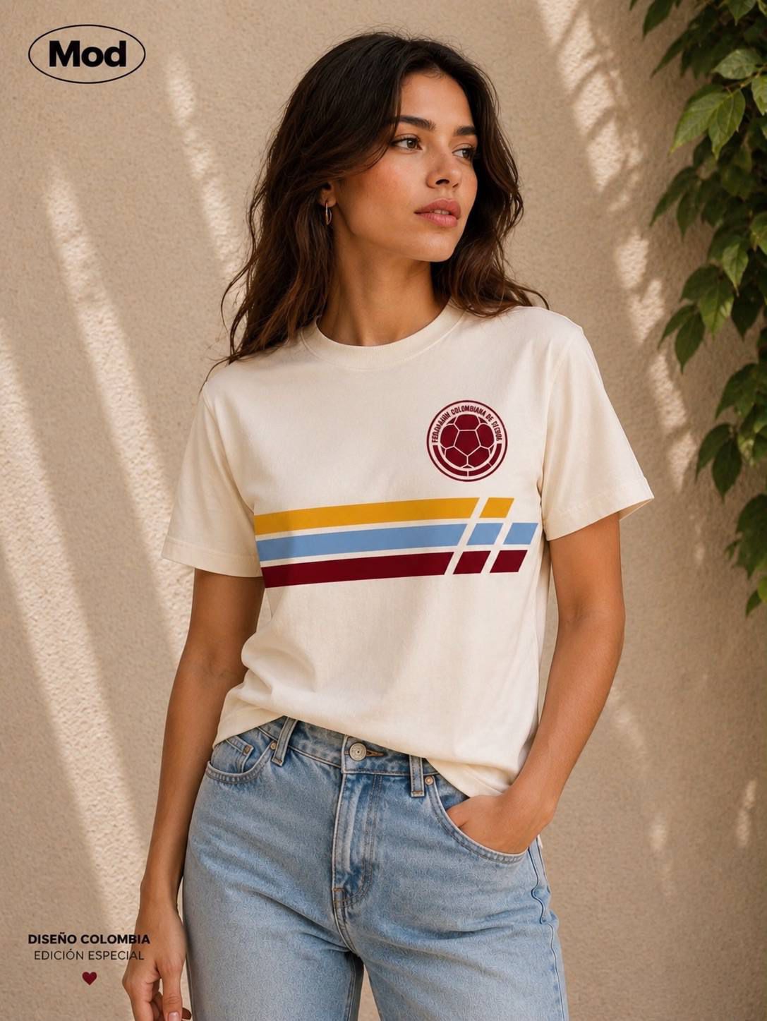 Camiseta Colombia Fútbol Retro Tricolor