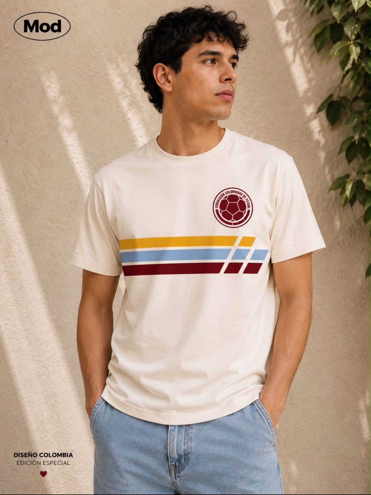 Camiseta Colombia Fútbol Retro Tricolor